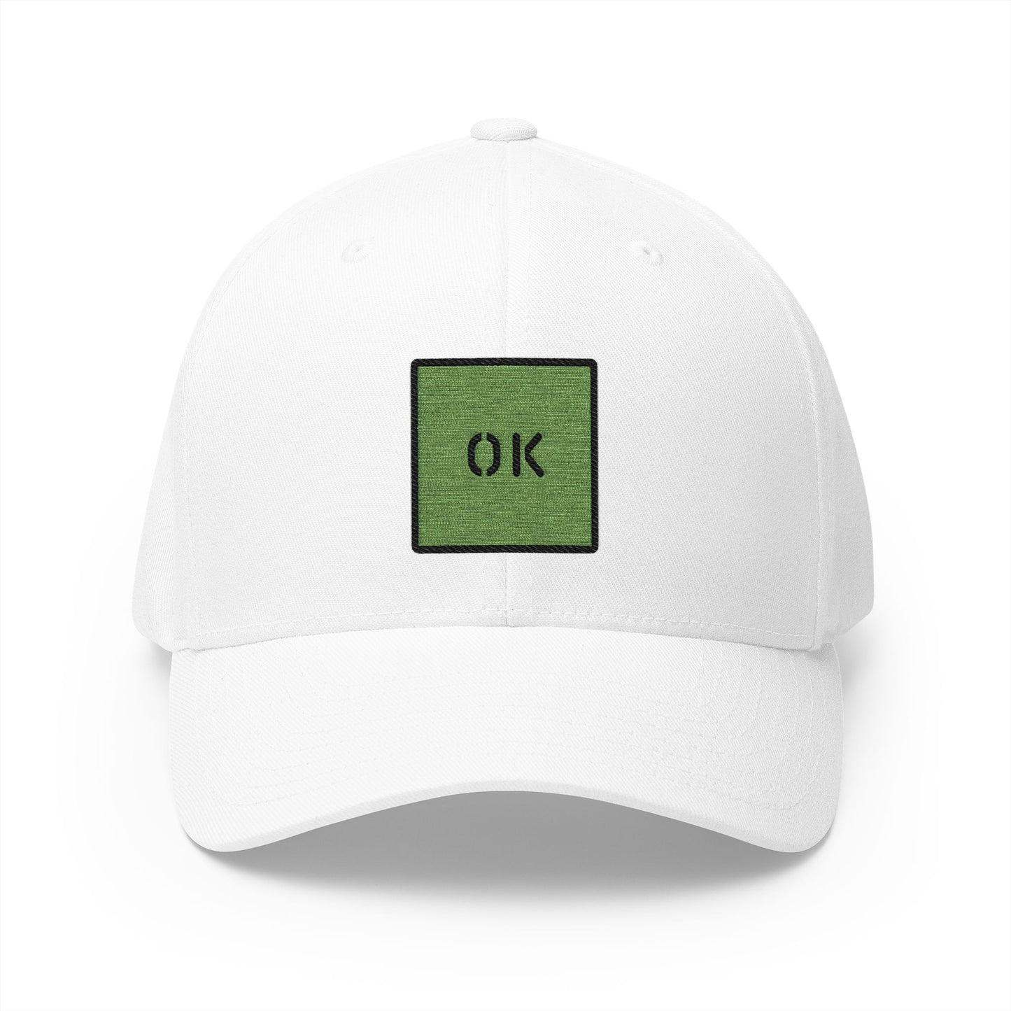 Ok Stencil Emoji White Cap – Premium by Capmoji