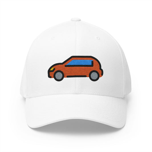 Automobile Emoji White Cap – Premium by Capmoji