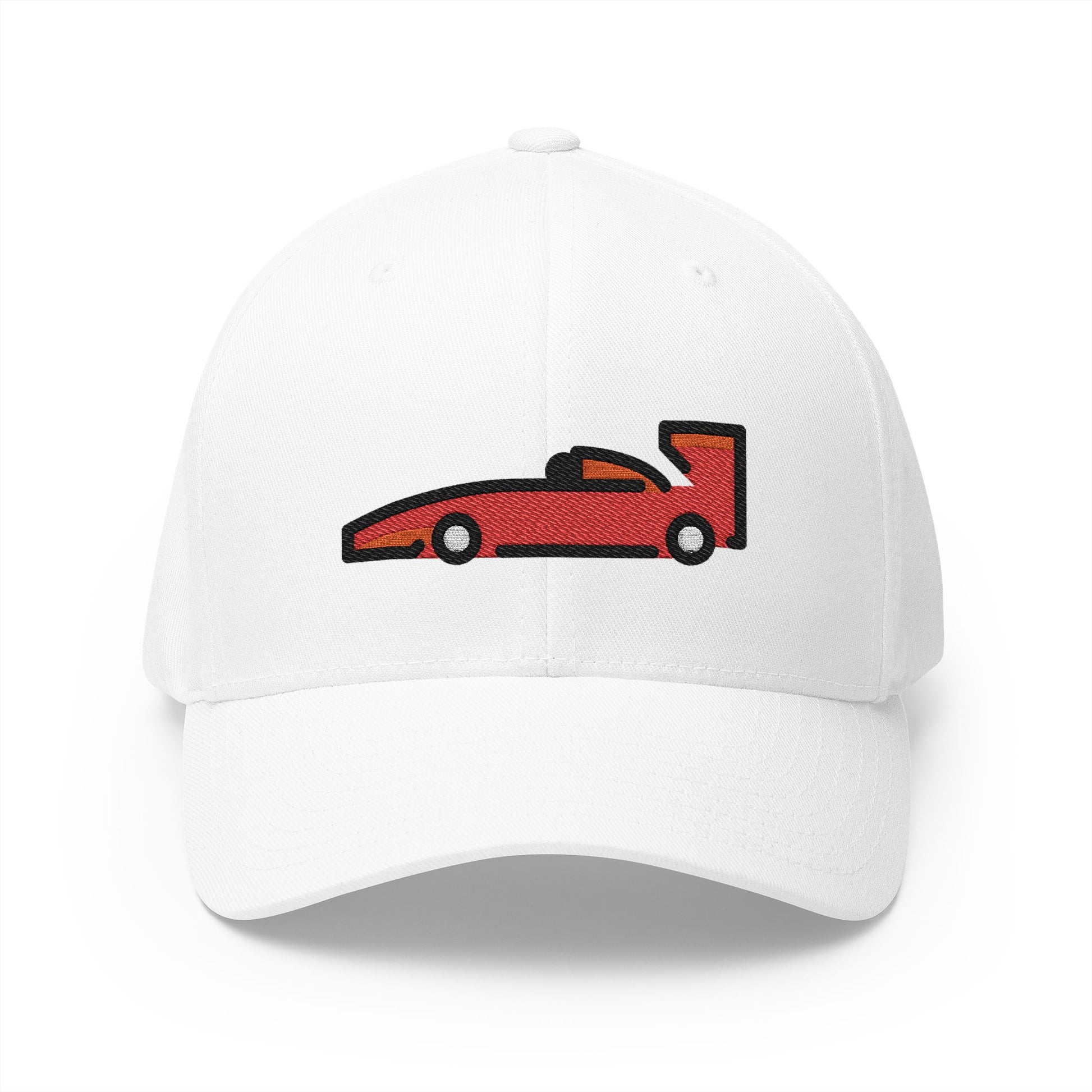 Racing Car Emoji White Cap – Premium by Capmoji