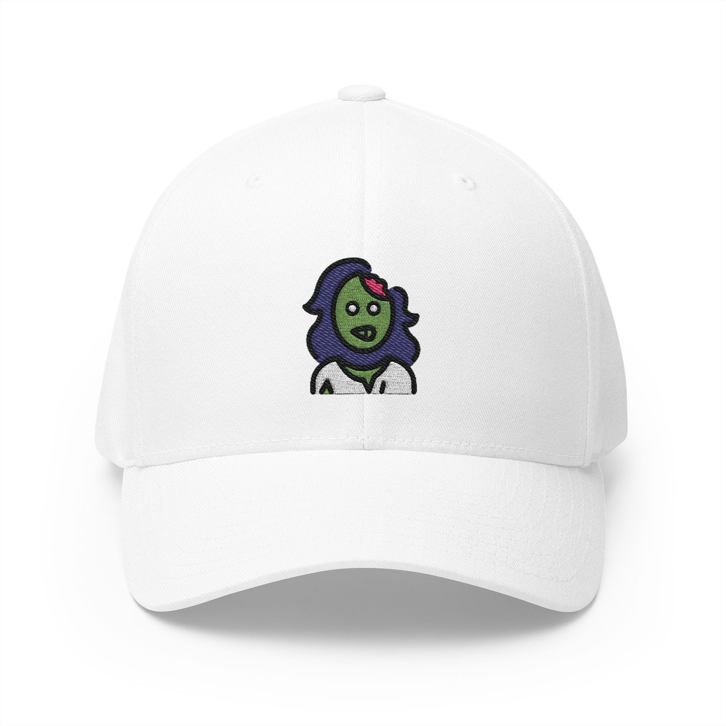 Woman Zombie Emoji White Cap – Premium by Capmoji