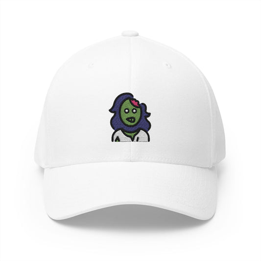 Woman Zombie Emoji White Cap – Premium by Capmoji