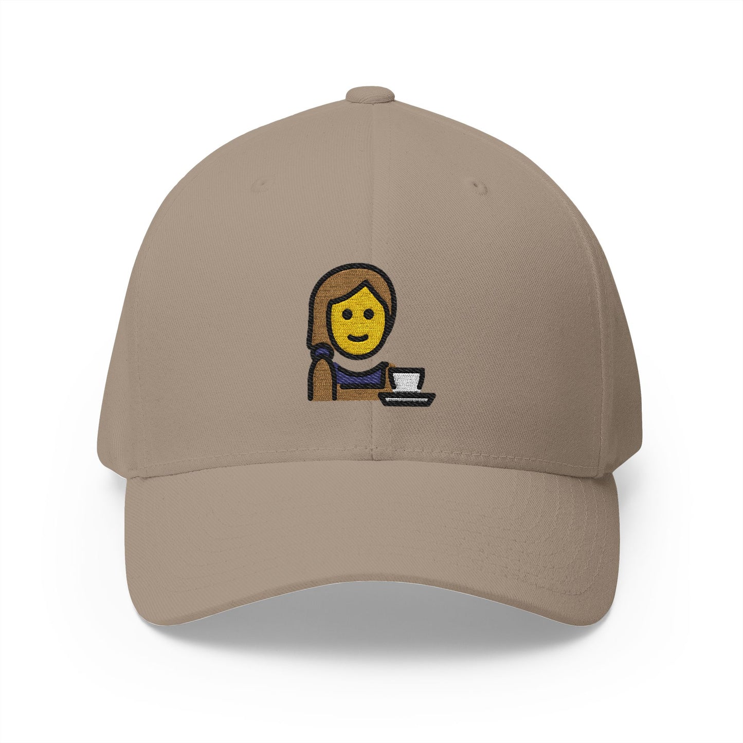 Woman Barista Emoji Khaki Cap – Premium by Capmoji