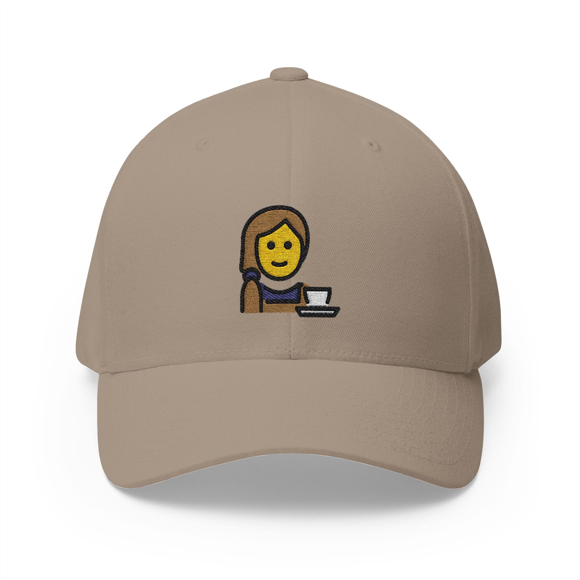 Woman Barista Emoji Khaki Cap – Premium by Capmoji