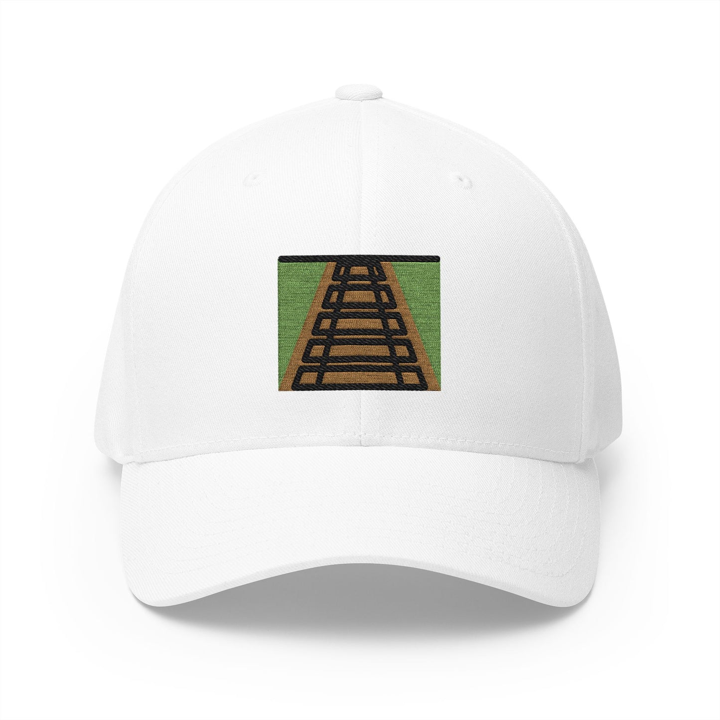 Railway Track Emoji White Cap – Premium by Capmoji