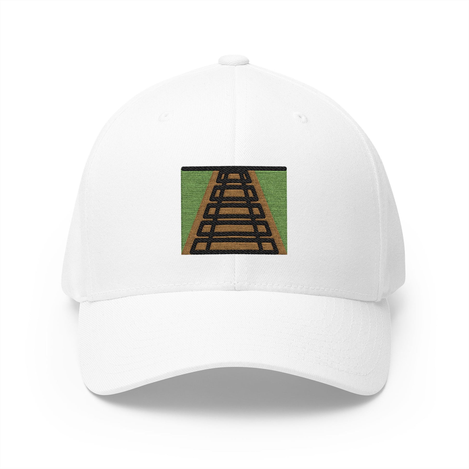 Railway Track Emoji White Cap – Premium by Capmoji