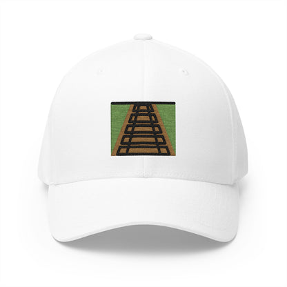 Railway Track Emoji White Cap – Premium by Capmoji