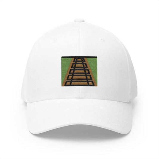 Railway Track Emoji White Cap – Premium by Capmoji