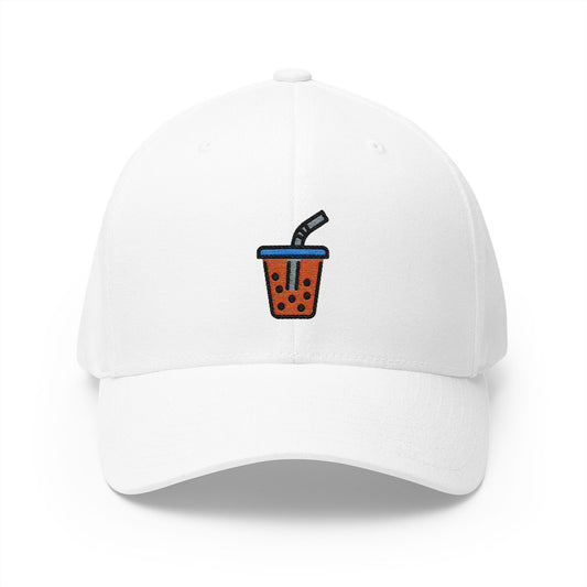 Bubble Tea Emoji White Cap – Premium by Capmoji