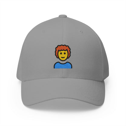 Person: Curly Hair Emoji Grey Cap – Premium by Capmoji