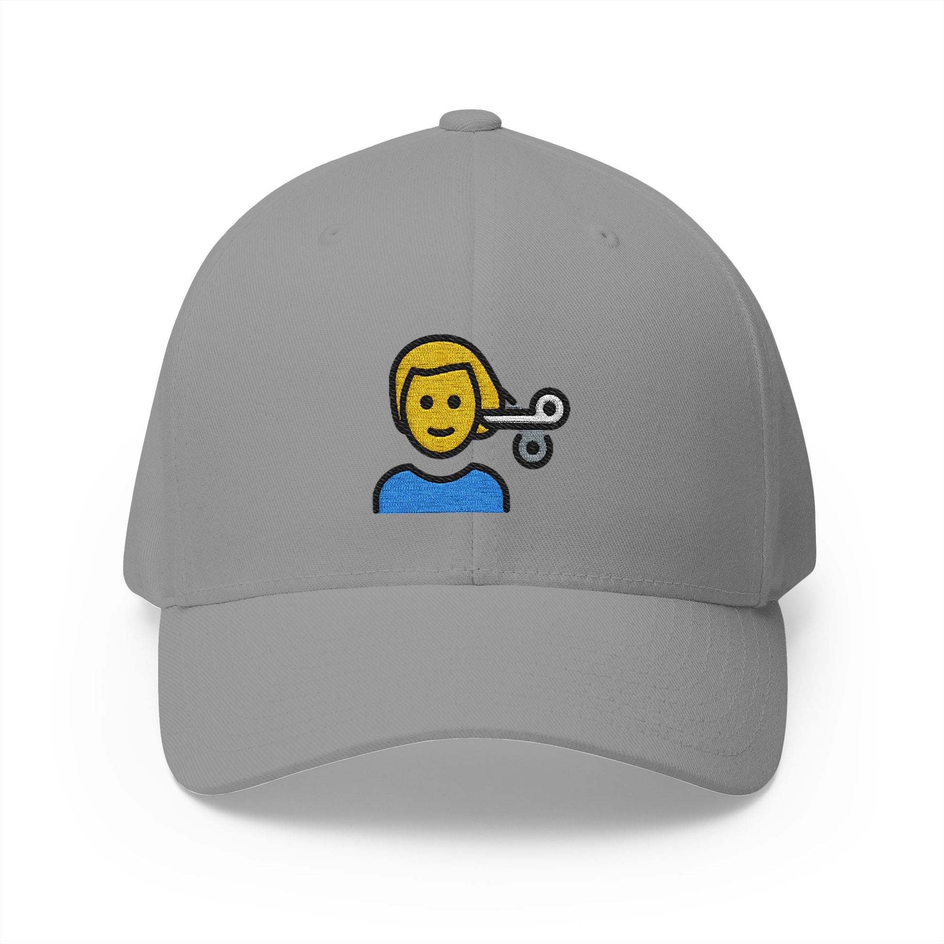 Man Getting Haircut Emoji Grey Cap – Premium by Capmoji