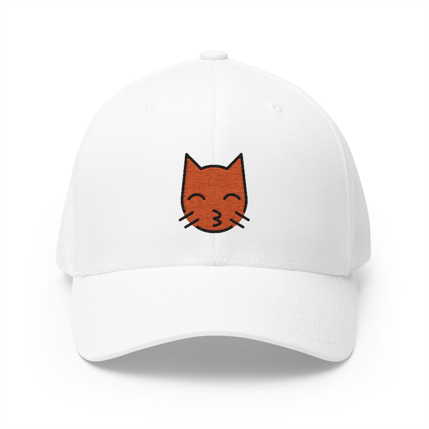 Kissing Cat Emoji White Cap – Premium by Capmoji