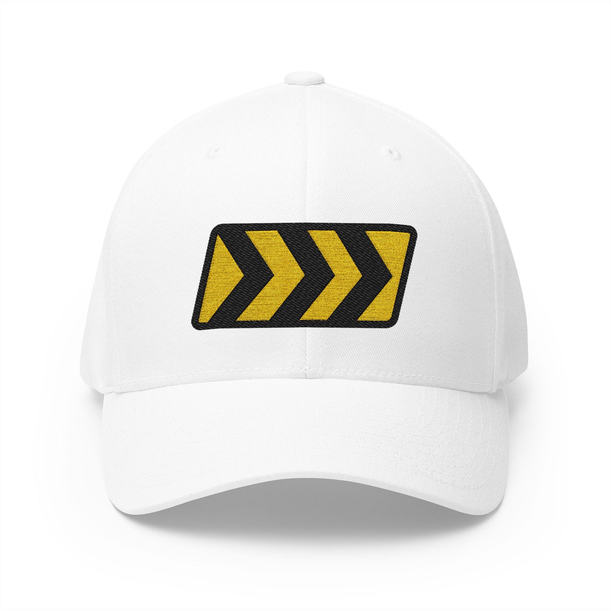 Warning Strip Right Emoji White Cap – Premium by Capmoji
