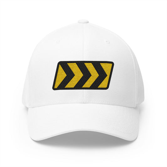 Warning Strip Right Emoji White Cap – Premium by Capmoji