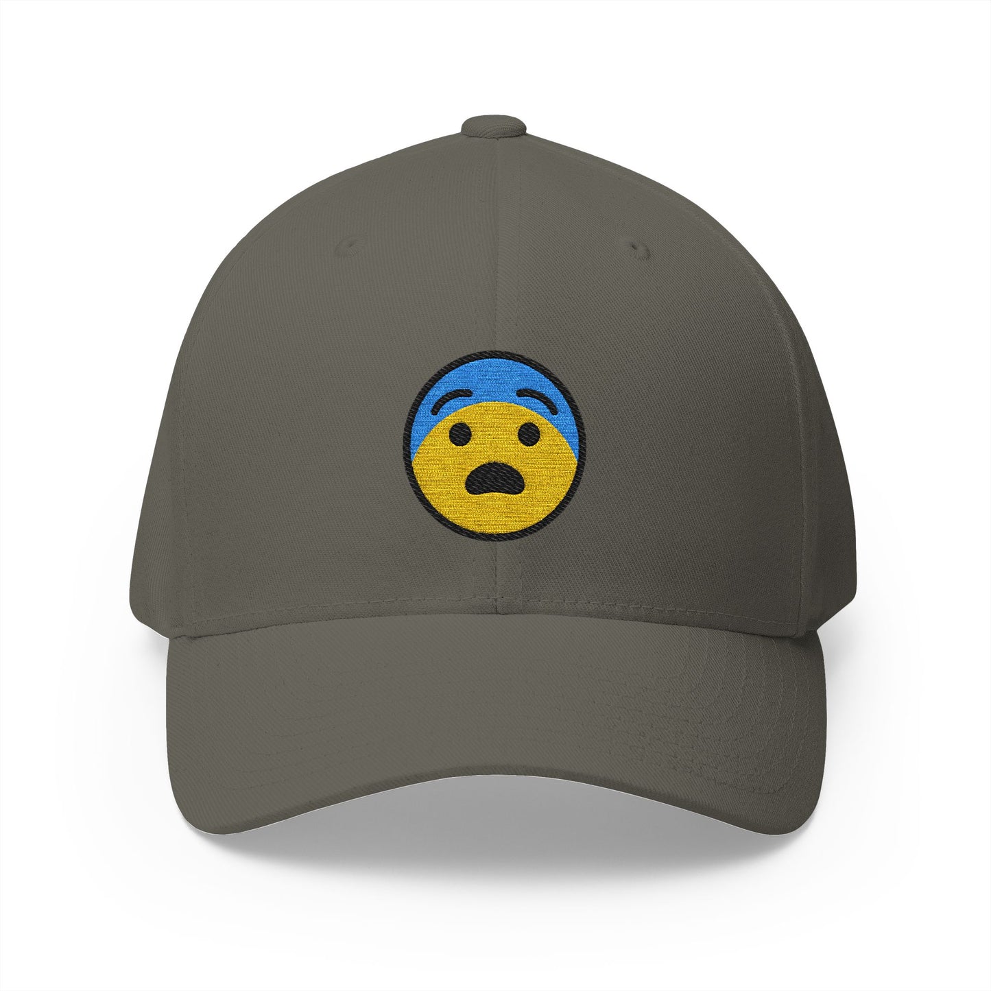 Fearful Face Emoji Olive Cap – Premium by Capmoji