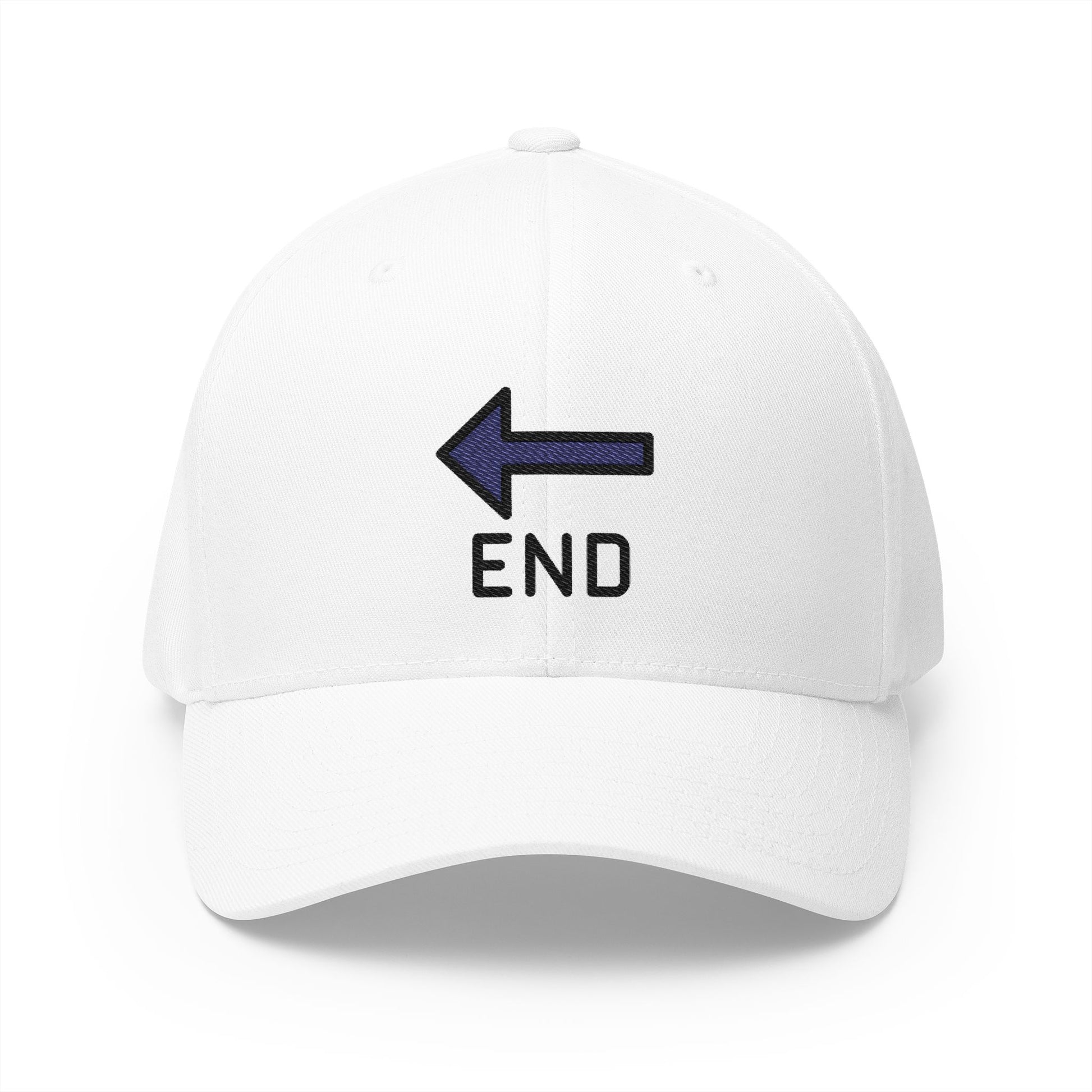 End Arrow Emoji White Cap – Premium by Capmoji