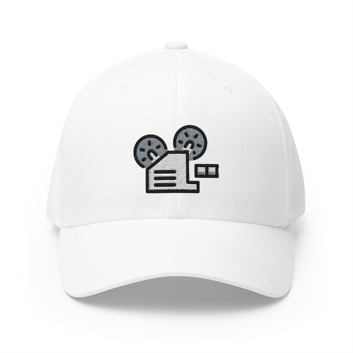 Film Projector Emoji White Cap – Premium by Capmoji