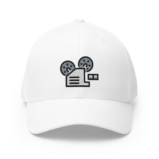 Film Projector Emoji White Cap – Premium by Capmoji