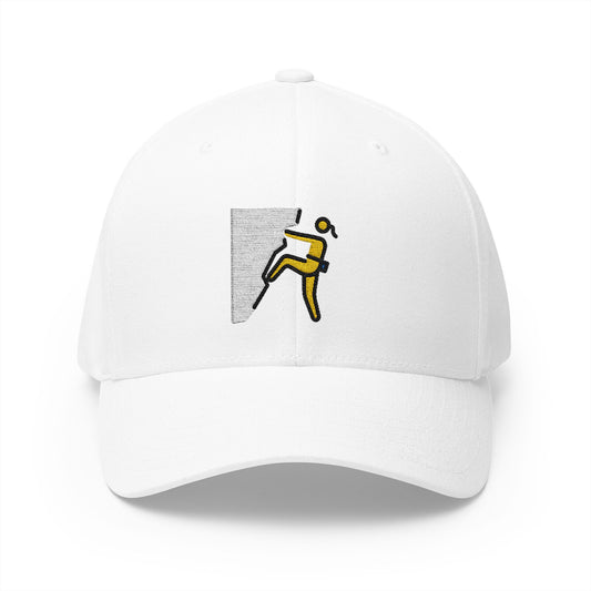 Woman Climbing Emoji White Cap – Premium by Capmoji