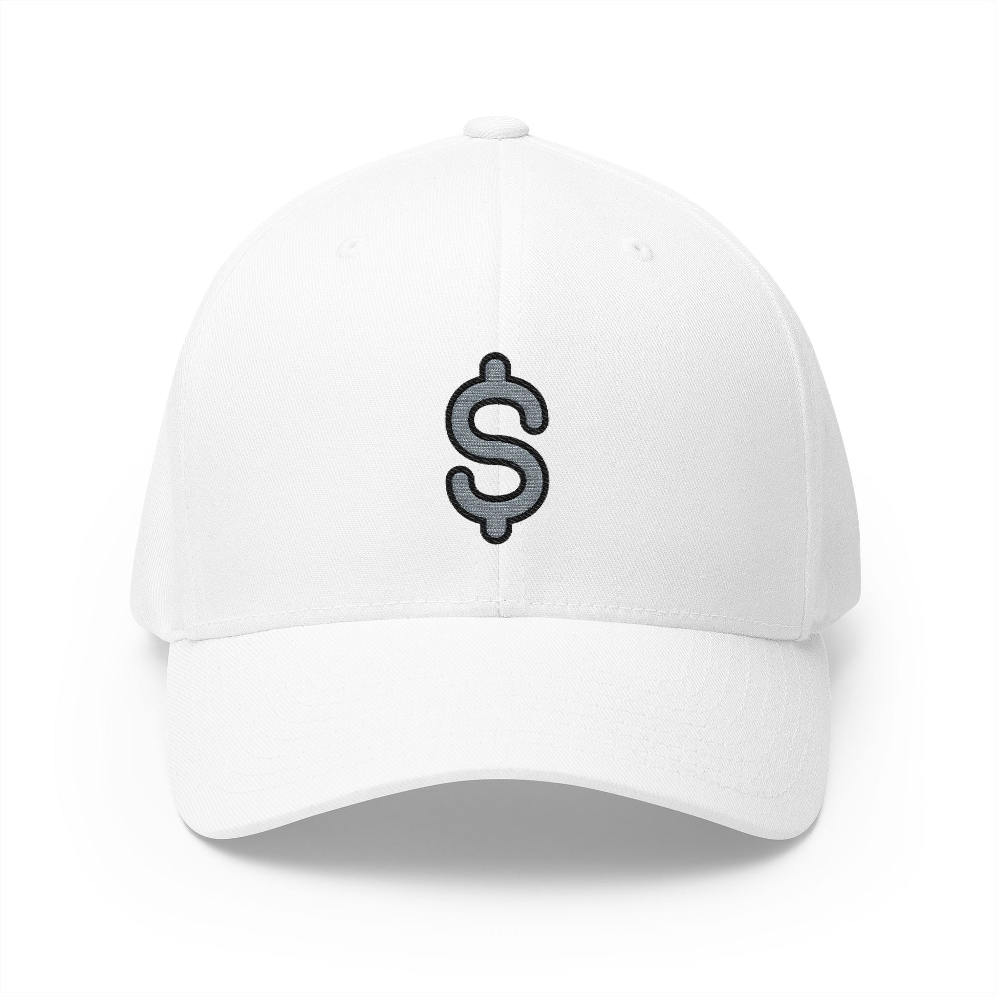 Heavy Dollar Sign Emoji White Cap – Premium by Capmoji