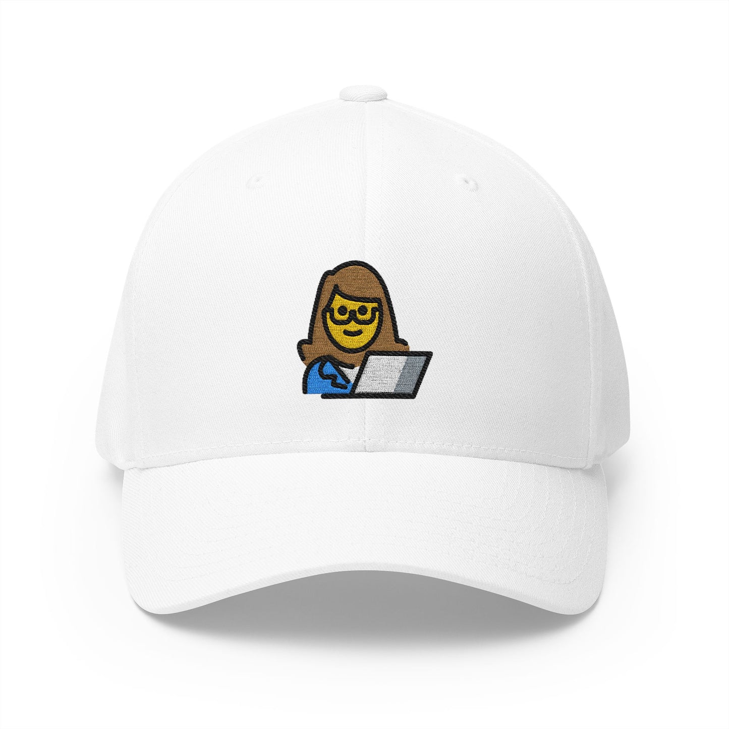 Woman Technologist Emoji White Cap – Premium by Capmoji