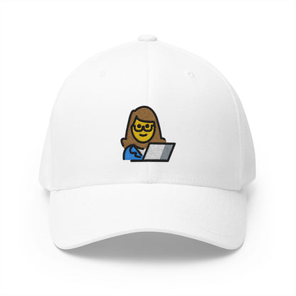 Woman Technologist Emoji White Cap – Premium by Capmoji