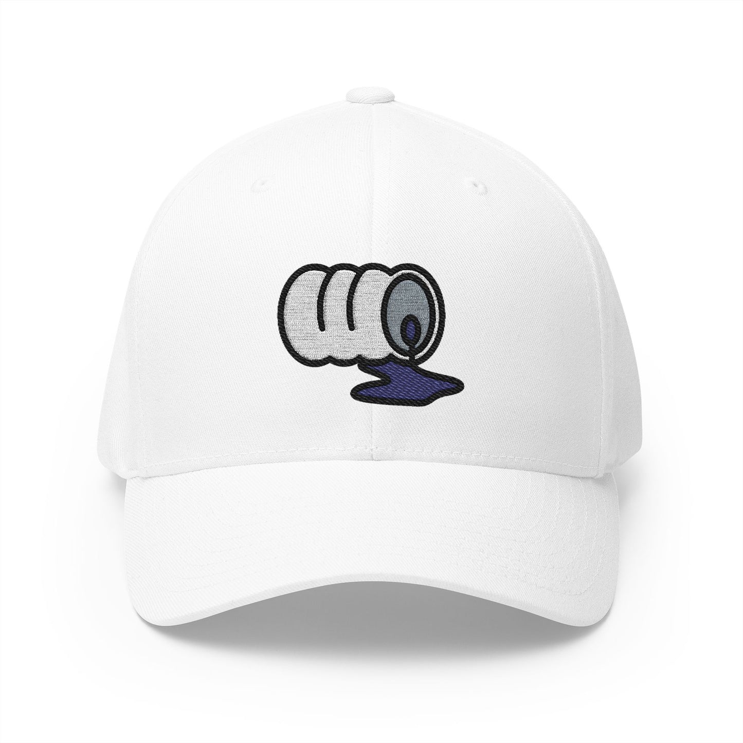 Oil Spill Emoji White Cap – Premium by Capmoji