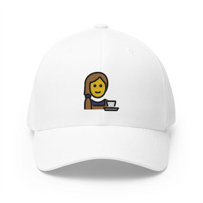 Woman Barista Emoji White Cap – Premium by Capmoji