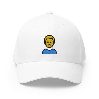 Man Pouting Emoji White Cap – Premium by Capmoji