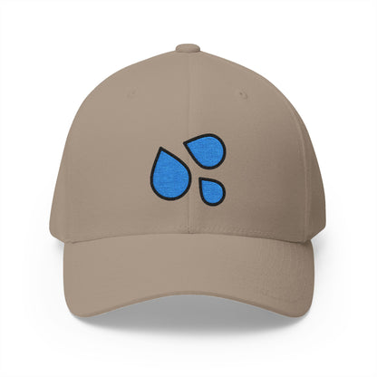 Sweat Droplets Emoji Khaki Cap – Premium by Capmoji