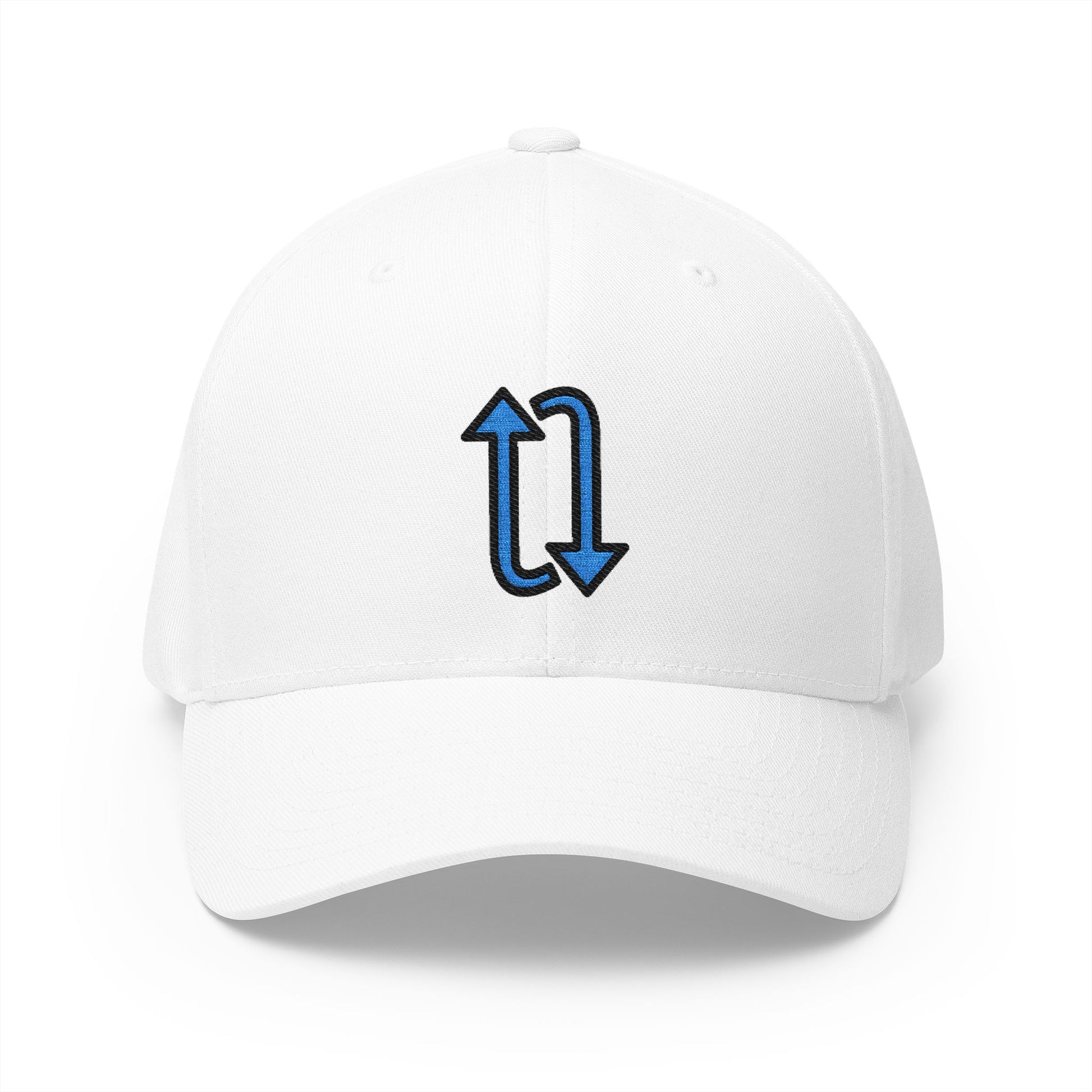 Clockwise Vertical Arrows Emoji White Cap – Premium by Capmoji