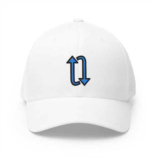 Clockwise Vertical Arrows Emoji White Cap – Premium by Capmoji