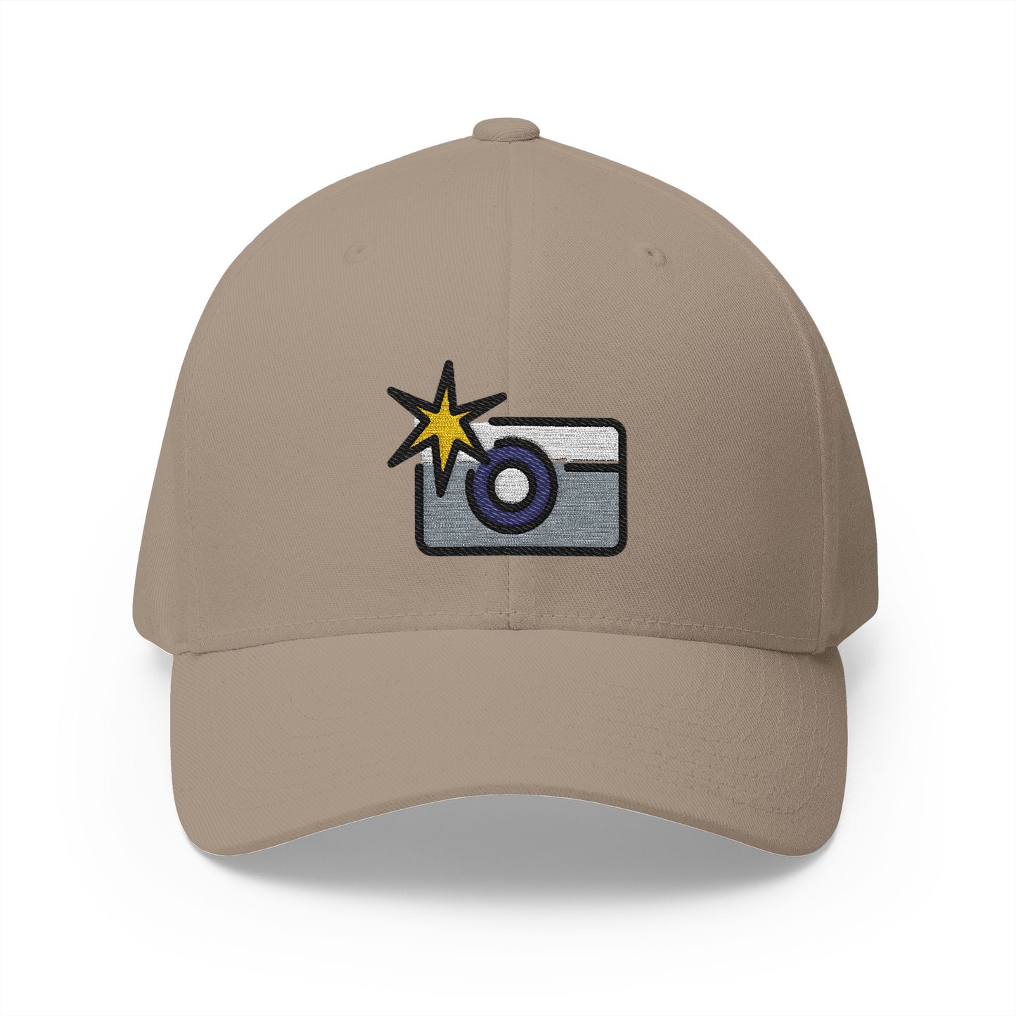 Camera With Flash Emoji Khaki Cap – Premium by Capmoji