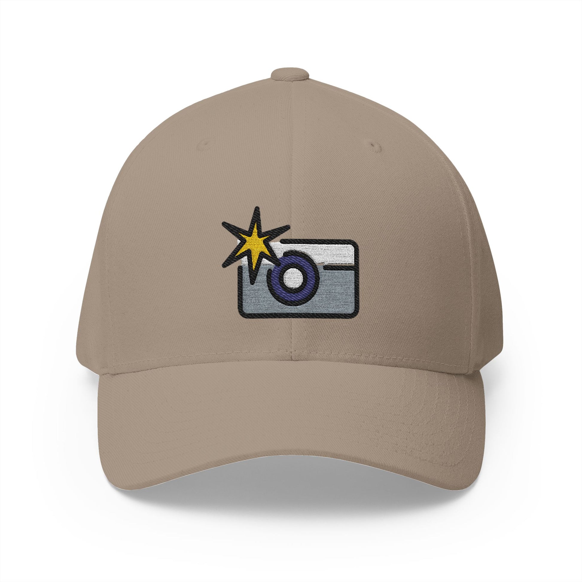 Camera With Flash Emoji Khaki Cap – Premium by Capmoji