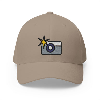 Camera With Flash Emoji Khaki Cap – Premium by Capmoji