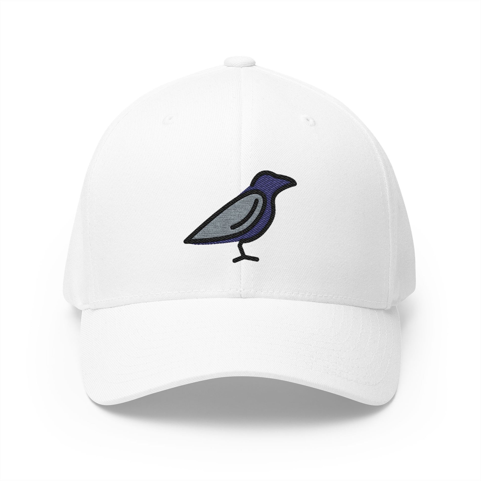 Black Bird Emoji White Cap – Premium by Capmoji