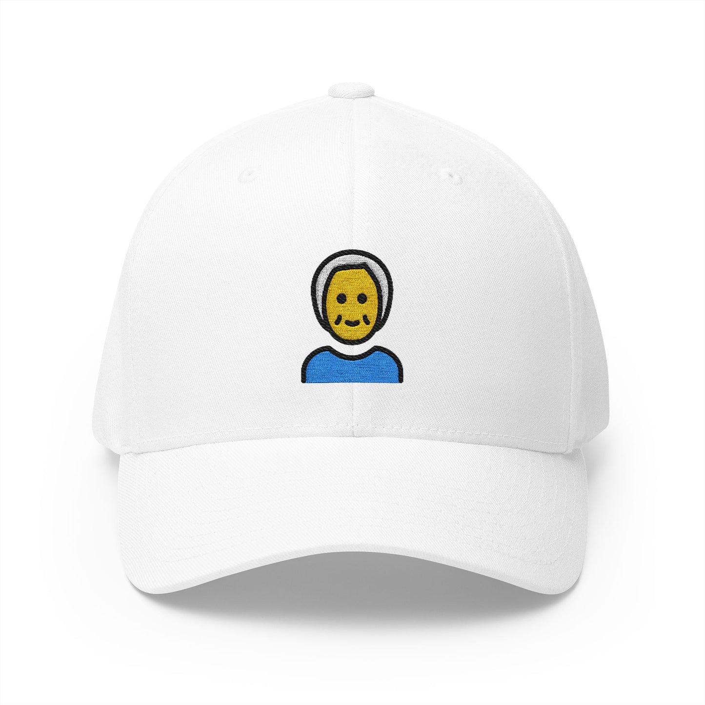 Older Person Emoji White Cap – Premium by Capmoji