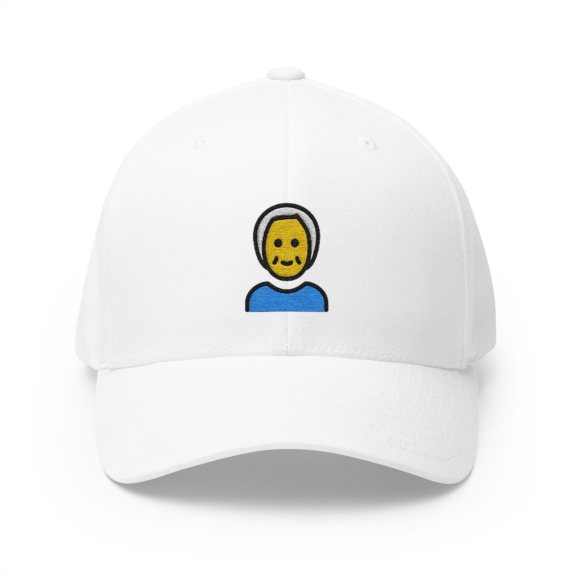 Older Person Emoji White Cap – Premium by Capmoji
