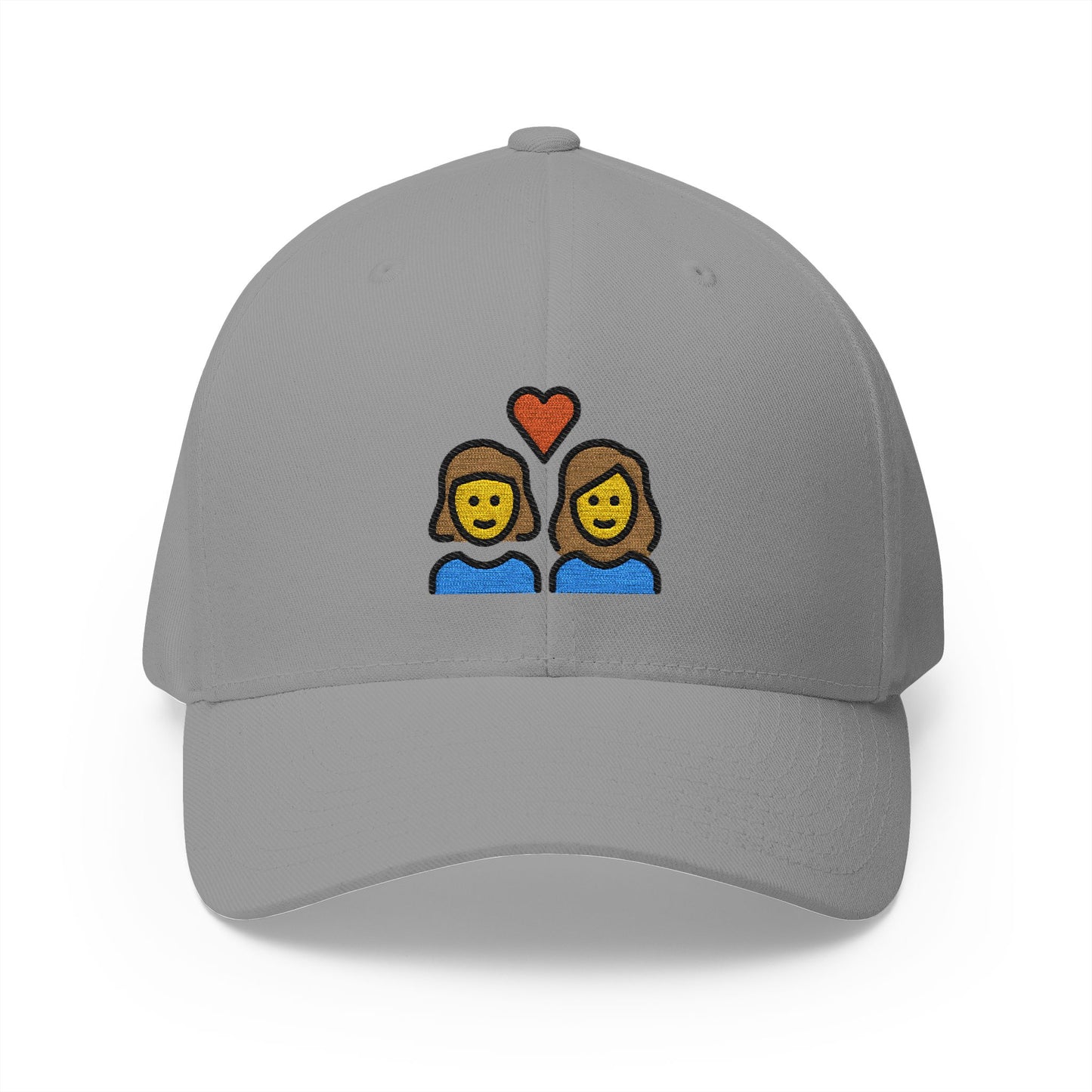 Couple With Heart: Woman, Woman Emoji Grey Cap – Premium by Capmoji