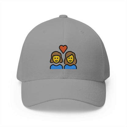 Couple With Heart: Woman, Woman Emoji Grey Cap – Premium by Capmoji
