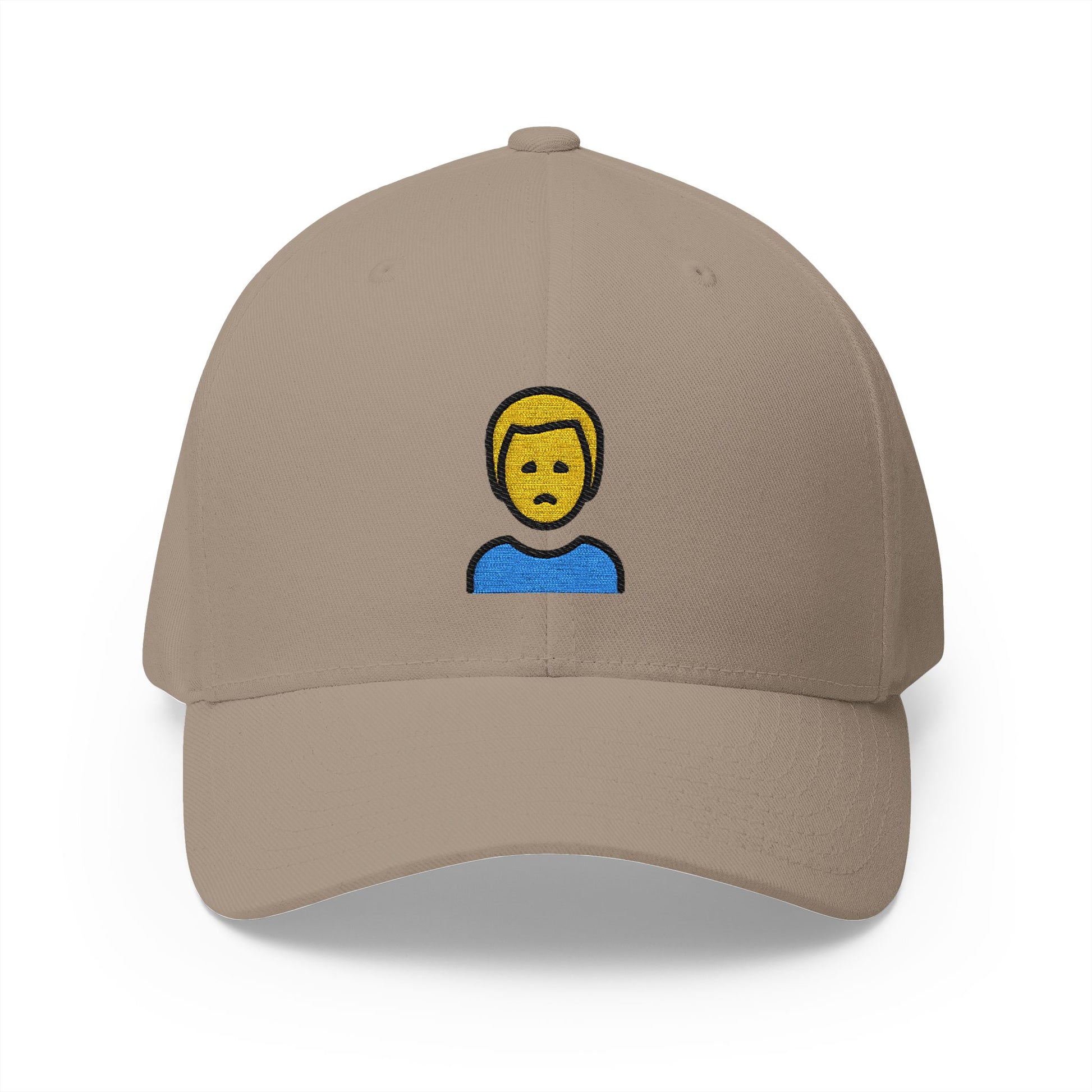 Man Frowning Emoji Khaki Cap – Premium by Capmoji