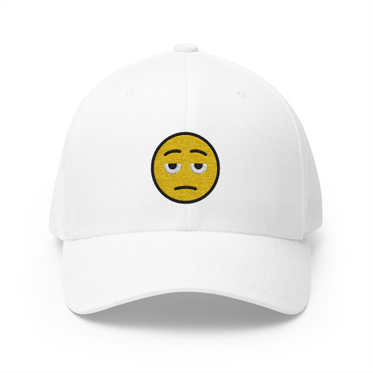 Face With Bags Under Eyes Emoji White Cap – Premium by Capmoji