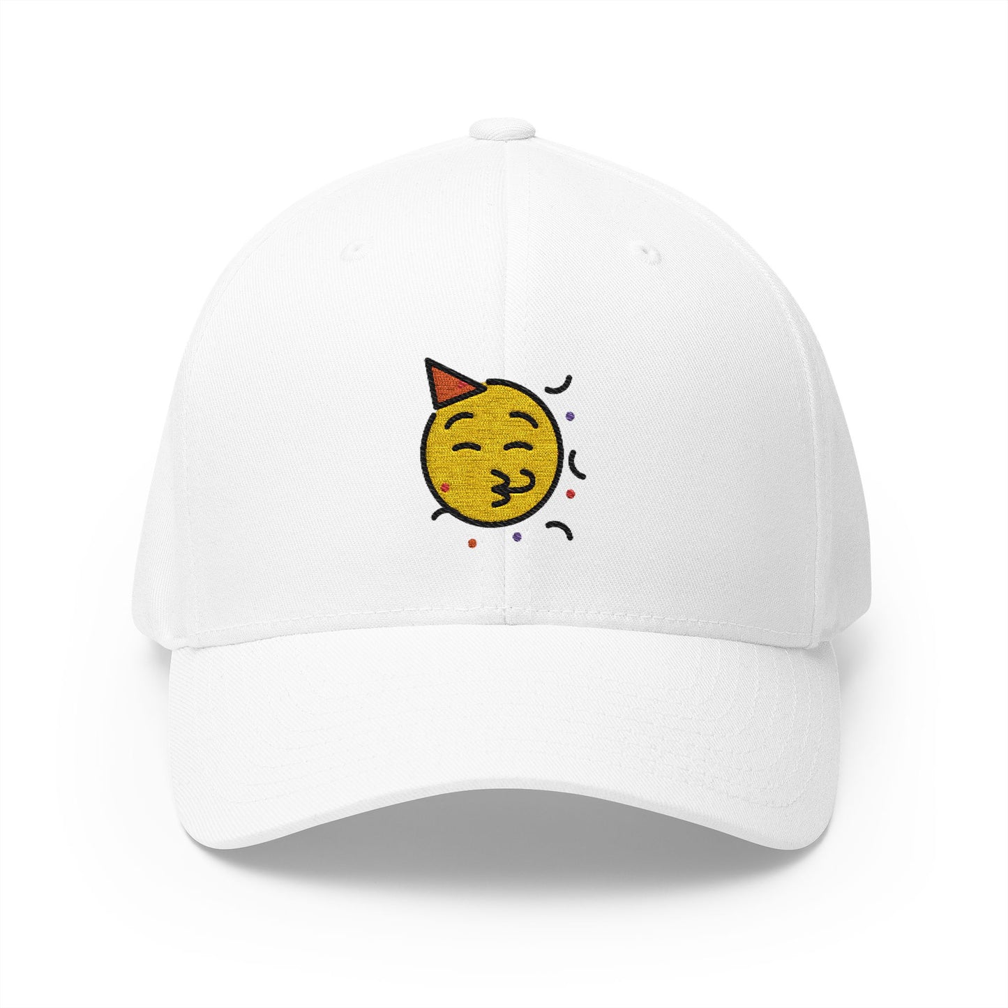 Partying Face Emoji White Cap – Premium by Capmoji