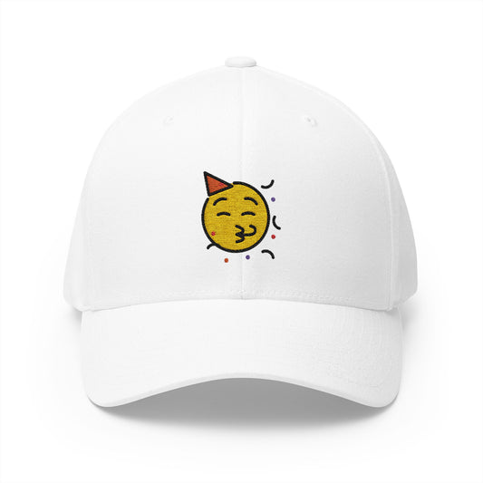 Partying Face Emoji White Cap – Premium by Capmoji