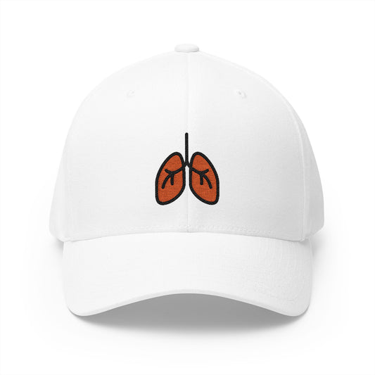Lungs Emoji White Cap – Premium by Capmoji