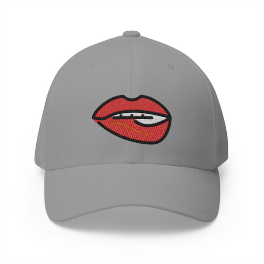Biting Lip Emoji Grey Cap – Premium by Capmoji