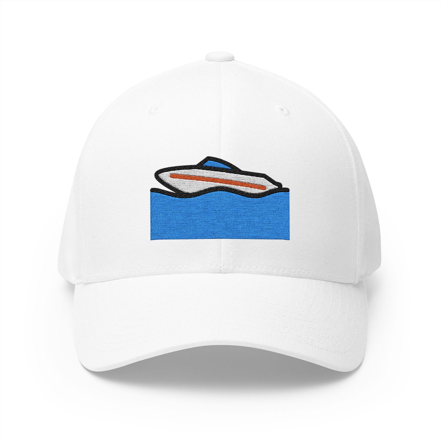 Speedboat Emoji White Cap – Premium by Capmoji