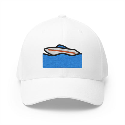 Speedboat Emoji White Cap – Premium by Capmoji