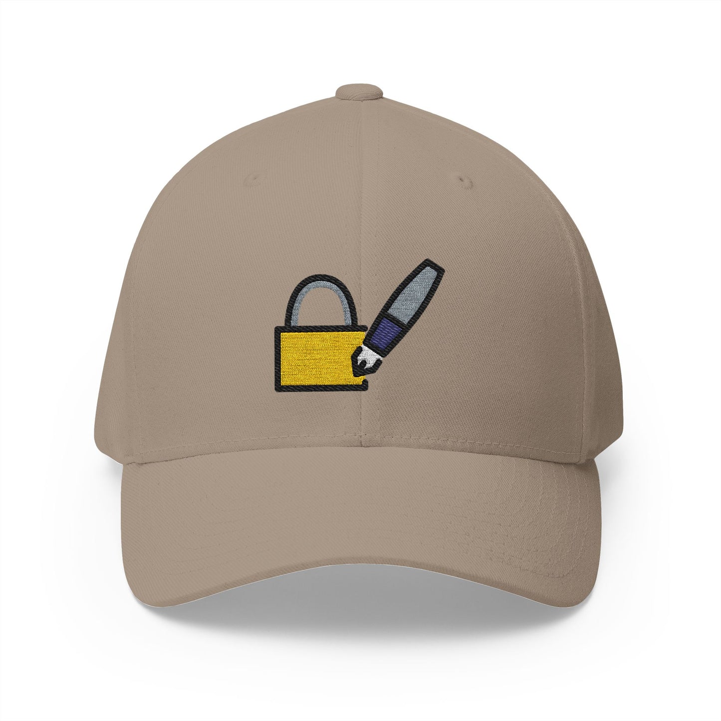 Locked With Pen Emoji Khaki Cap – Premium by Capmoji