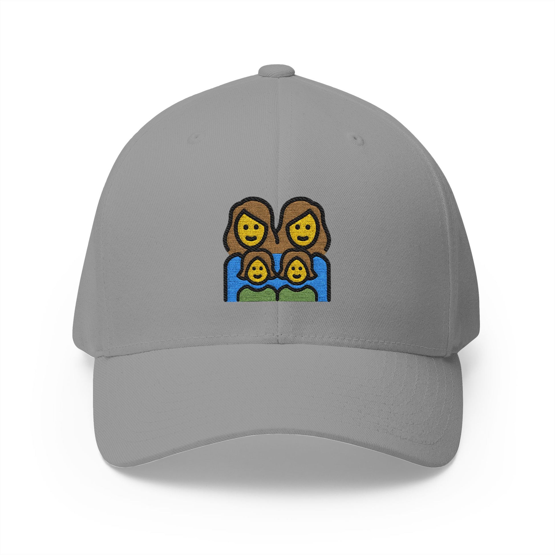 Family: Woman, Woman, Girl, Girl Emoji Grey Cap – Premium by Capmoji