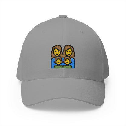 Family: Woman, Woman, Girl, Girl Emoji Grey Cap – Premium by Capmoji